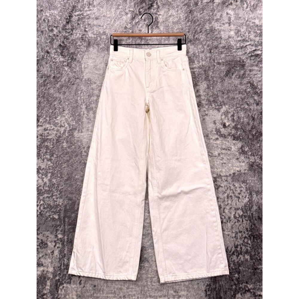 Alice + Olivia Cream Wide-Leg Jeans